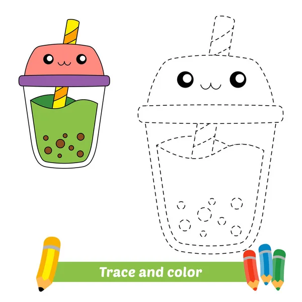 Spur Und Farbe Für Kinder Bubble Tea Vektor — Stockvektor