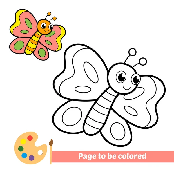 Coloring Book Kids Butterfly Vector — Stockvektor
