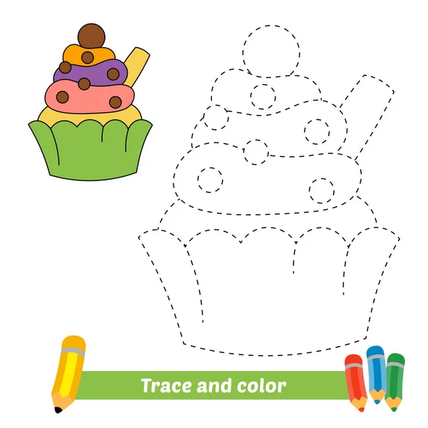 Spur Und Farbe Für Kinder Cupcake Vektor — Stockvektor