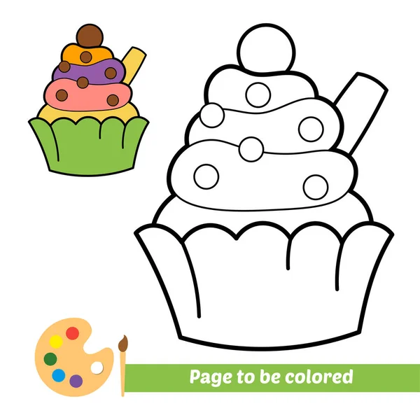 Malbuch Für Kinder Cupcake Vektor — Stockvektor