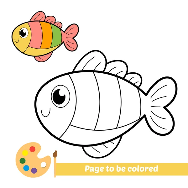 Coloring Book Kids Fish Vector — Wektor stockowy
