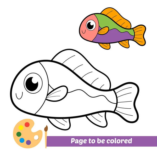 Coloring Book Kids Fish Vector — Wektor stockowy