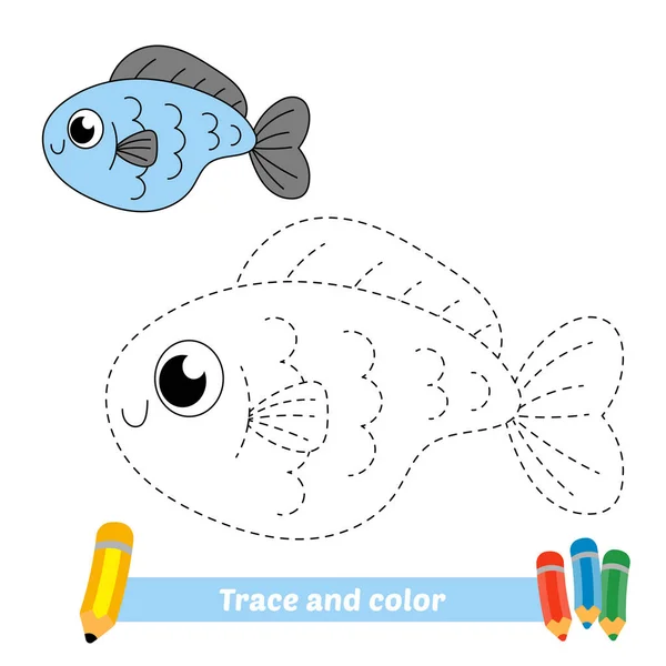 Ίχνη Και Χρώμα Για Παιδιά Διάνυσμα Ψαριών — Διανυσματικό Αρχείο