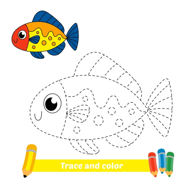 Trace Color Kids Fish Vector — Vettoriale Stock