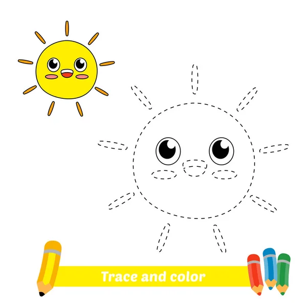 Trace Color Kids Sun Vector — Wektor stockowy
