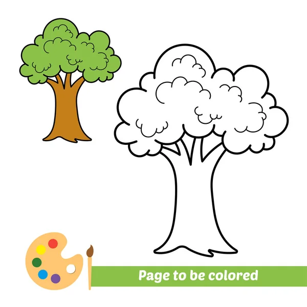 Coloring Book Kids Tree Vector — Stockvektor