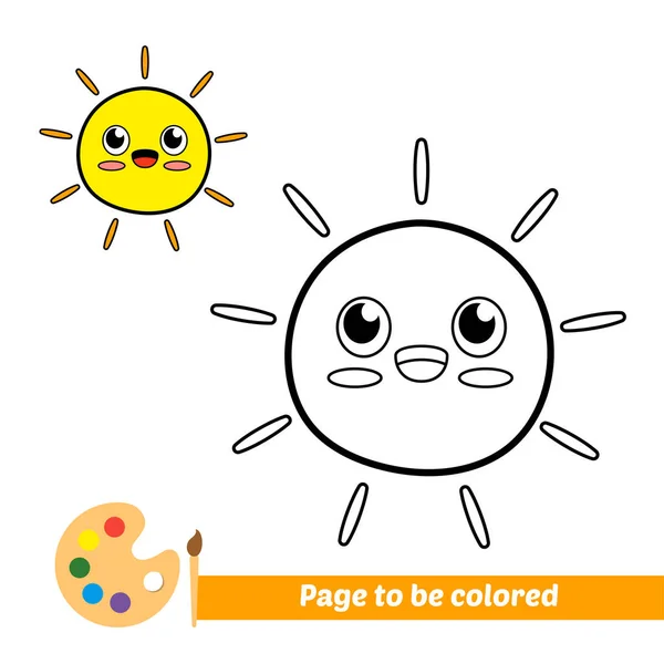 Coloring Book Kids Sun Vector — Wektor stockowy
