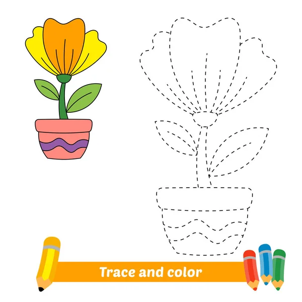 Trace Color Kids Flower Vector — Stockvektor