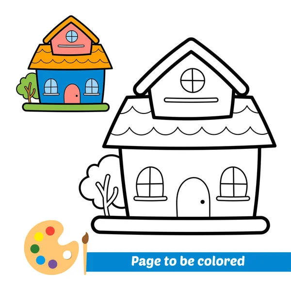 Coloring Book Kids House Vector — Stockvektor