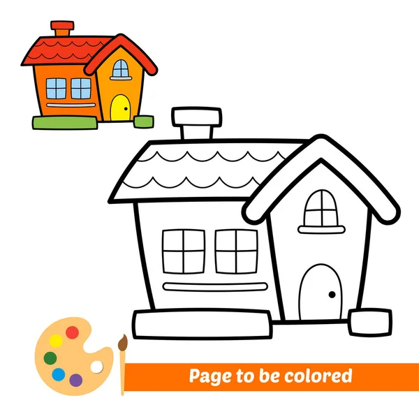 Coloring Book Kids House Vector — Stockvektor