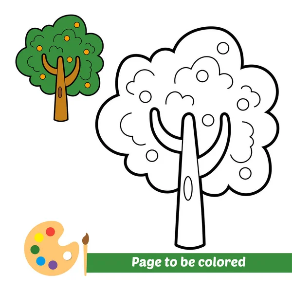 Coloring Book Kids Tree Vector — Stockvektor