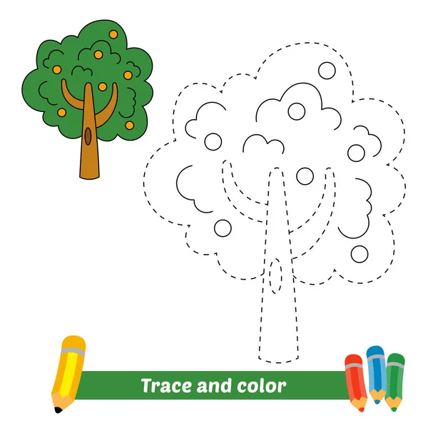 Trace Color Kids Tree Vector — Stockvektor