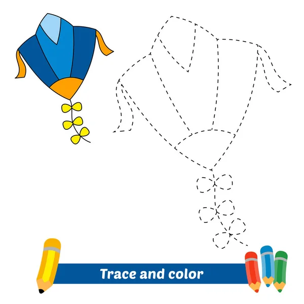 Trace Color Kids Kite Vector — Stockvektor