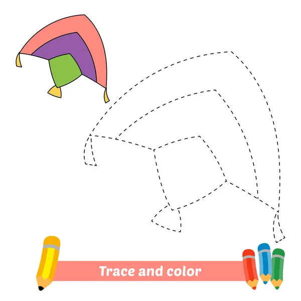 Trace Color Kids Kite Vector — стоковый вектор