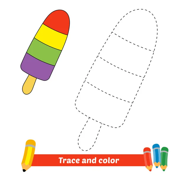 Trace Color Kids Ice Cream Vector — Stockvektor