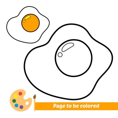 Çocuklar için boyama kitabı, kızarmış yumurta vektörü.