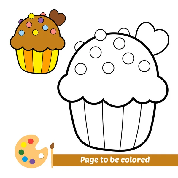Livre Colorier Pour Enfants Vecteur Cupcake — Image vectorielle