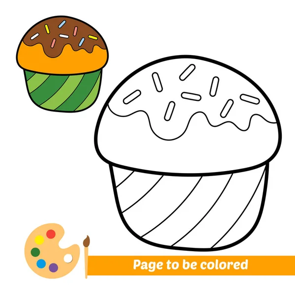 Coloring Book Kids Cupcake Vector —  Vetores de Stock