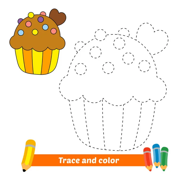 Trace Color Kids Cupcake Vector — Wektor stockowy