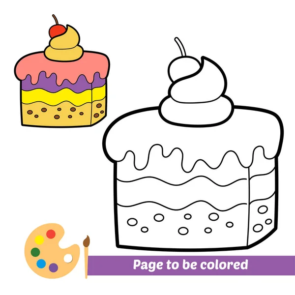 Coloring Book Kids Cake Vector — Stockvektor