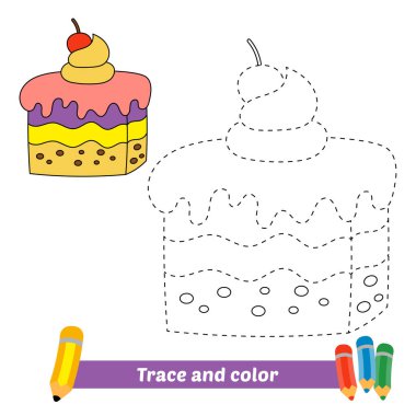 Çocuklar için iz ve renk, pasta vektörü