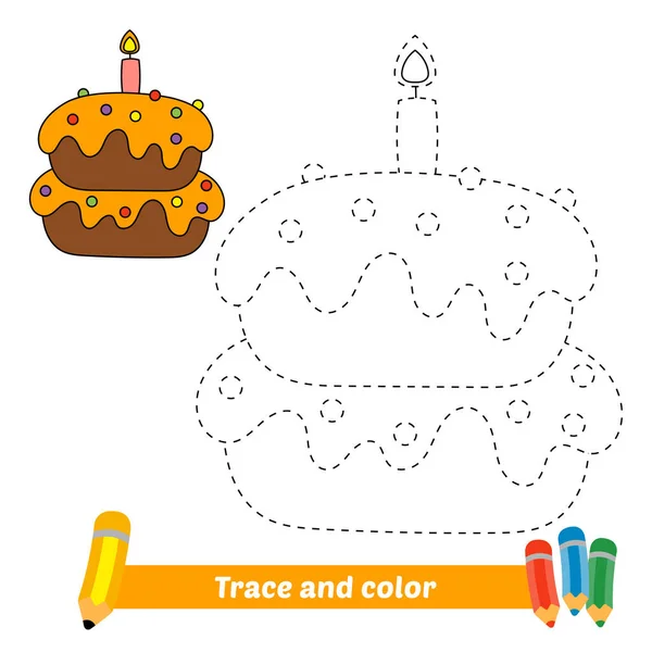 Trace Color Kids Cake Vector — Stockvektor