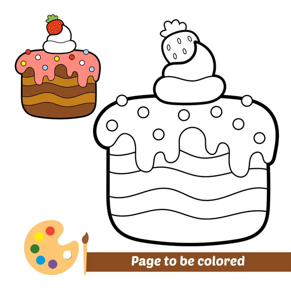 Coloring Book Kids Cake Vector — Stock Vector