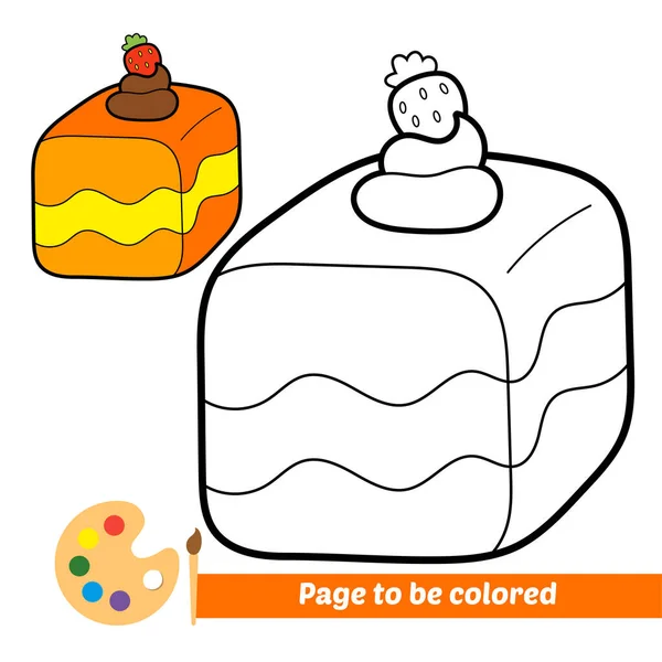 Coloring Book Kids Cake Vector —  Vetores de Stock