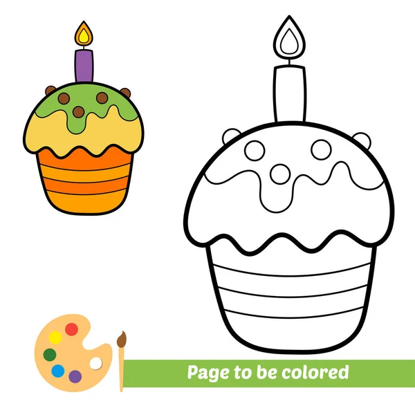 Livro Colorir Para Crianças Vetor Cupcake Aniversário —  Vetores de Stock