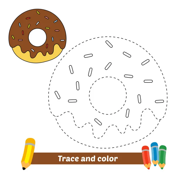 Trace Color Kids Donut Vector — Stockvektor