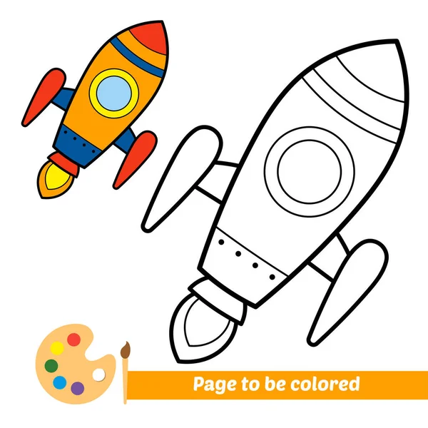 Coloring Book Kids Rocket Vector — Stockvektor