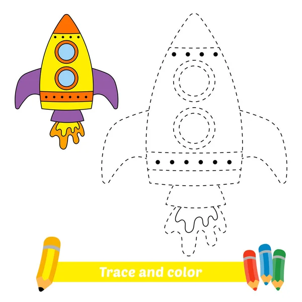 Spur Und Farbe Für Kinder Raketenvektor — Stockvektor