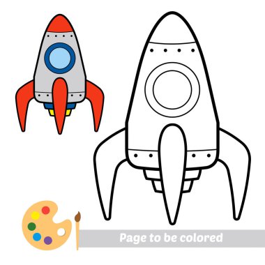 Çocuklar için boyama kitabı, roket vektörü