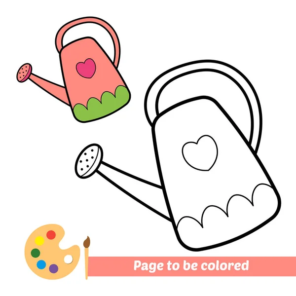 Coloring Book Kids Watering Can Vector — Stockvektor