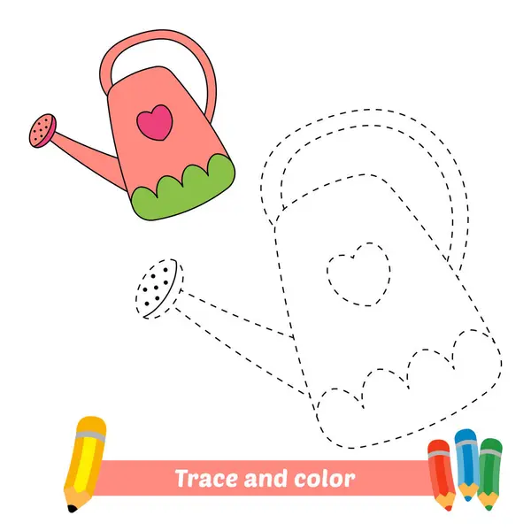 Trace Color Kids Watering Can Vector — Vettoriale Stock