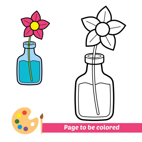 Coloring Book Kids Flower Bottle Vector — Stock Vector