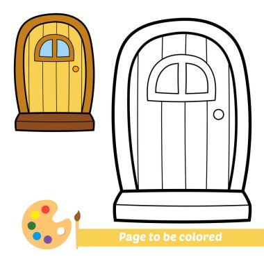 Çocuklar için boyama kitabı, kapı vektörü