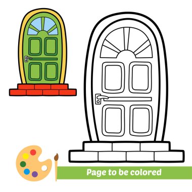 Çocuklar için boyama kitabı, kapı vektörü