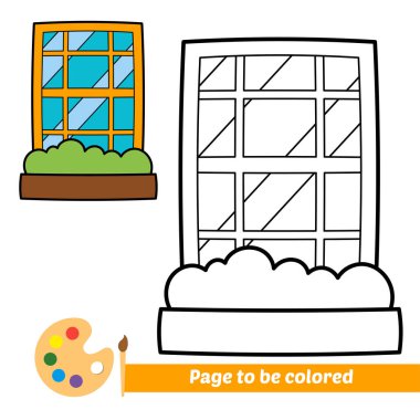 çocuklar için boyama kitabı, pencere vektörü