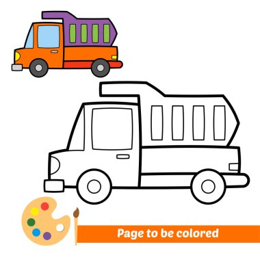 Çocuklar için boyama kitabı, kamyon vektörü