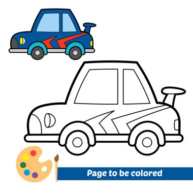 Çocuklar için boyama kitabı, yarış arabası vektörü