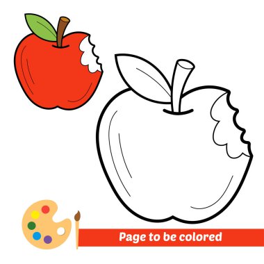 Çocuklar için boyama kitabı, ısırılmış elma vektörü
