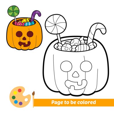 Çocuklar için boyama kitabı, balkabağı şekeri vektörü