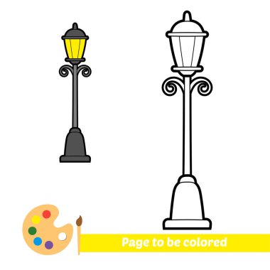 Çocuklar için boyama kitabı, sokak lambası vektörü