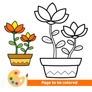 Çocuklar için boyama kitabı, çiçek vektörü