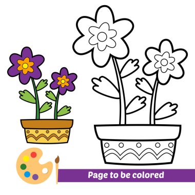Çocuklar için boyama kitabı, çiçek vektörü