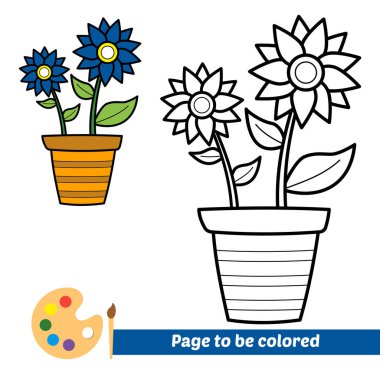 Çocuklar için boyama kitabı, çiçek vektörü