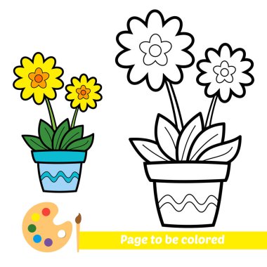 Çocuklar için boyama kitabı, çiçek vektörü
