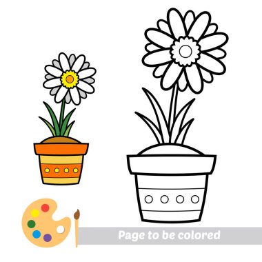 Çocuklar için boyama kitabı, çiçek vektörü