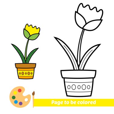 Çocuklar için boyama kitabı, çiçek vektörü